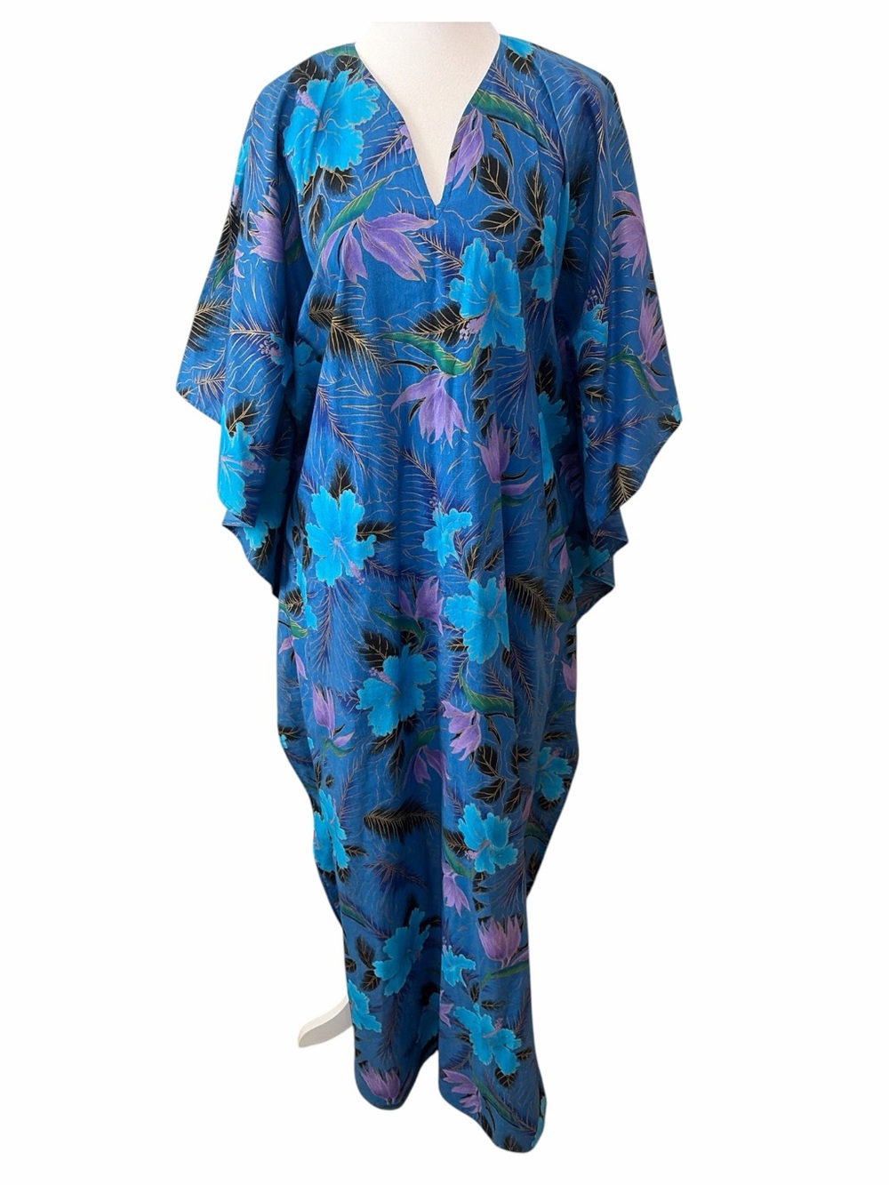Vintage Handmade Plantation Stitchery Floral Hawaiian Dress Mumu - Picture 1 of 12